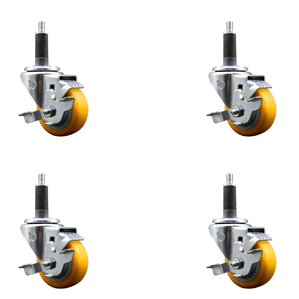 SCC-EX20S314-PPUB-YEL-TLB-1-4 Polyurethane Swivel Expanding Stem Caster with 3 in. Yellow Wheels & 1 in. Stems - Set of 4