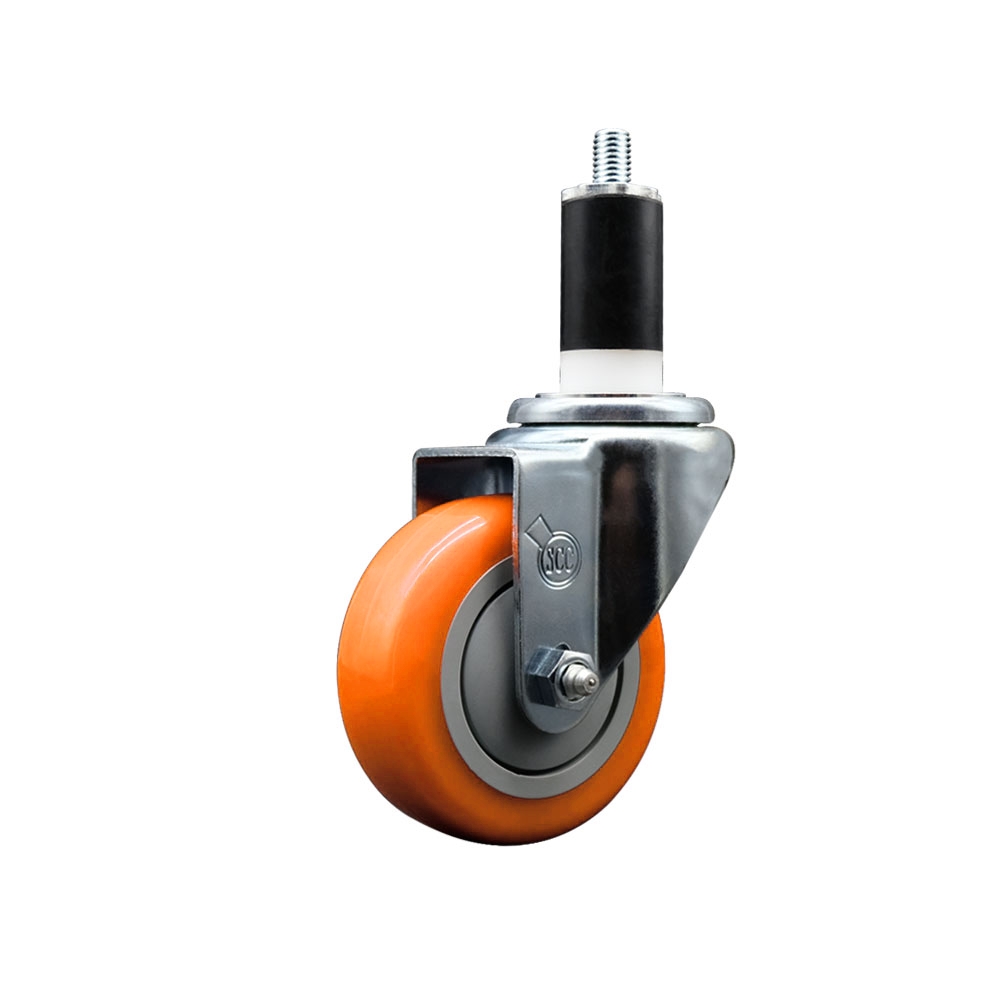 SCC-EX20S3514-PPUB-ORG-138 Polyurethane Expanding Stem Swivel Caster with 3.5 in. Orange Wheel & 1.38 in. Stem