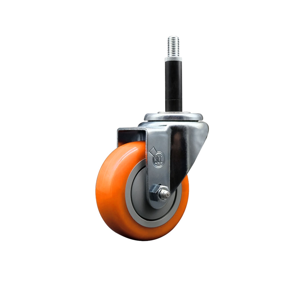 SCC-EX20S3514-PPUB-ORG-34 Polyurethane Expanding Stem Swivel Caster with 3.5 in. Orange Wheel & 0.75 in. Stem
