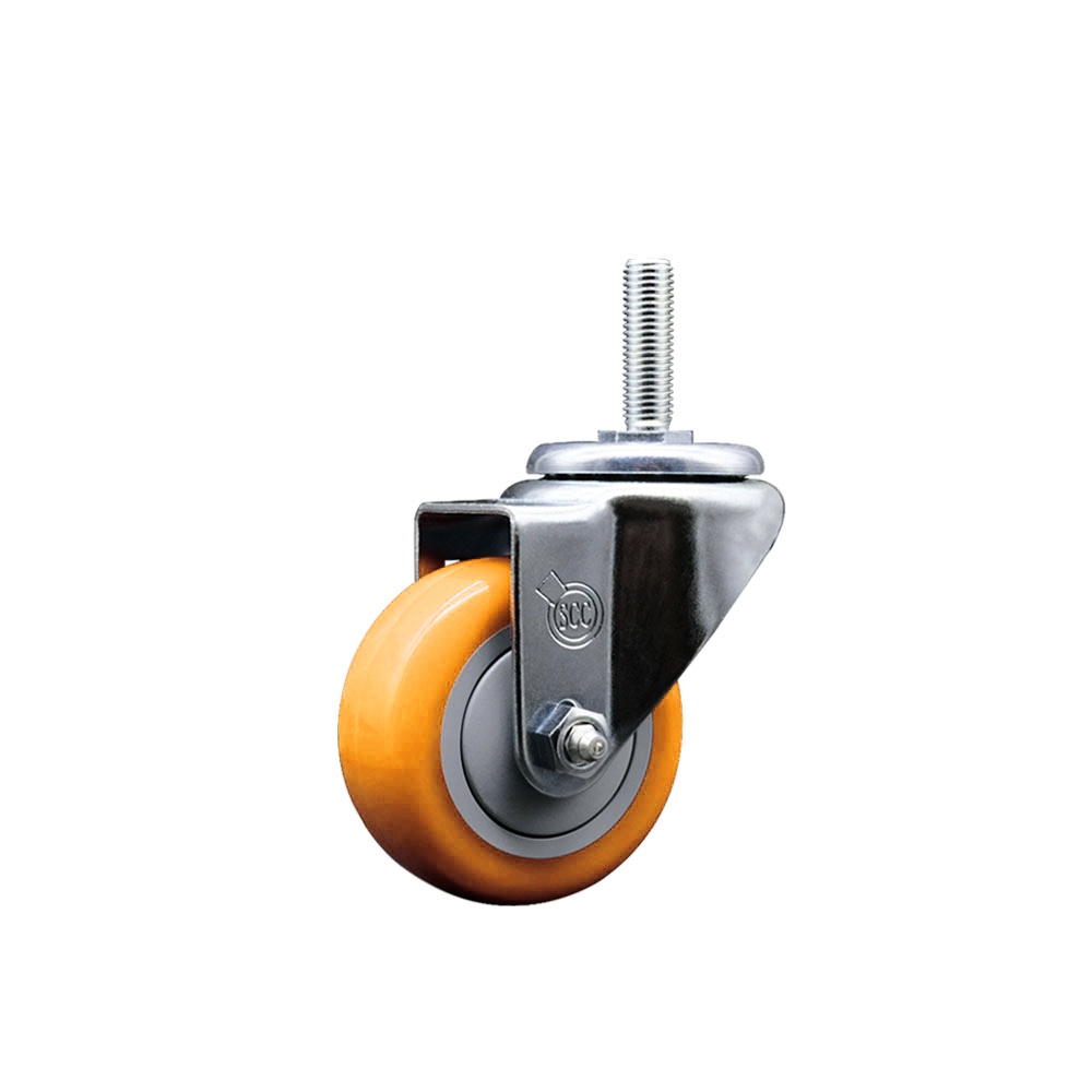 SCC-TS20S314-PPUB-YEL-58212 Polyurethane Swivel Threaded Stem Caster with 3 x 1.25 in. Yellow Wheel & 0.63 in. Stem