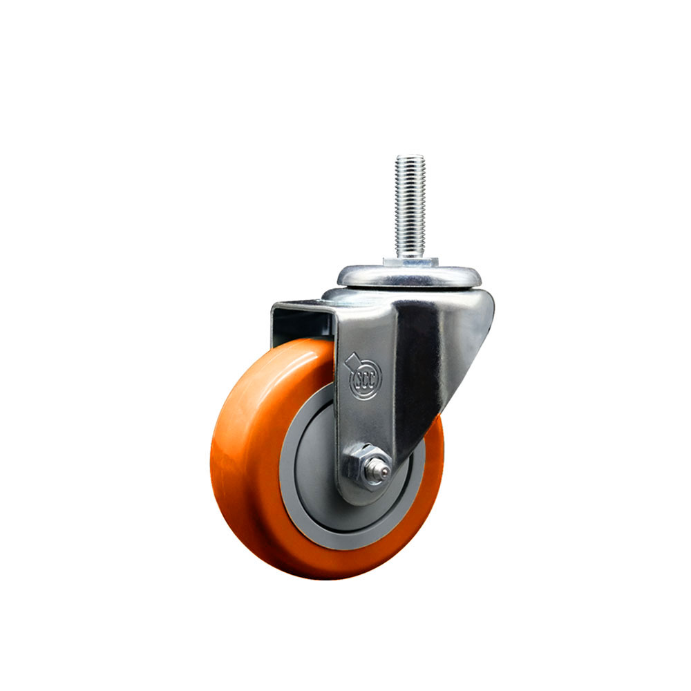 SCC-TS20S3514-PPUB-ORG-58212 Polyurethane Swivel Threaded Stem Caster with 3.5 x 1.25 in. Orange Wheel & 0.63 in. Stem