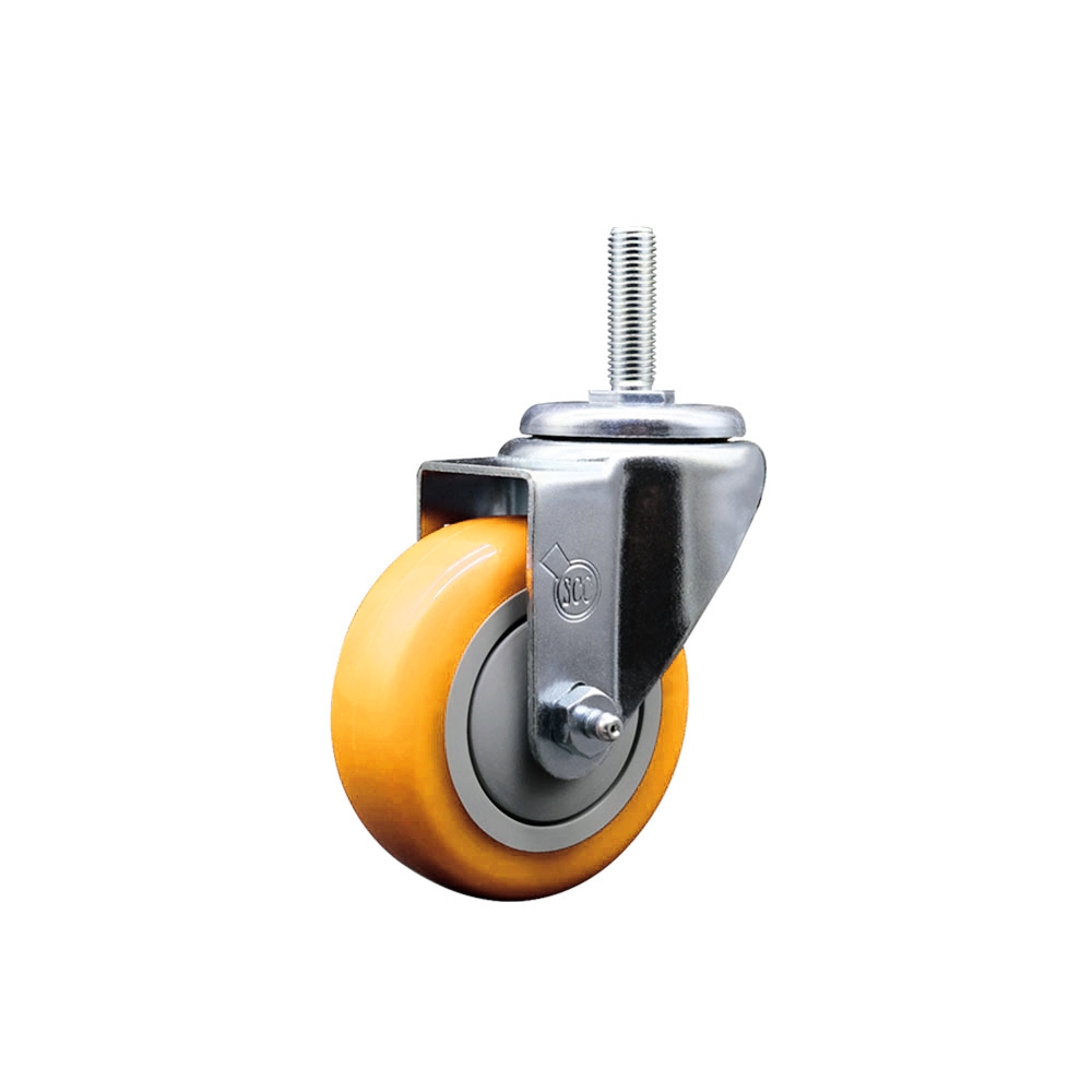 SCC-TS20S3514-PPUB-YEL-58212 Polyurethane Swivel Threaded Stem Caster with 3.5 x 1.25 in. Yellow Wheel & 0.63 in. Stem