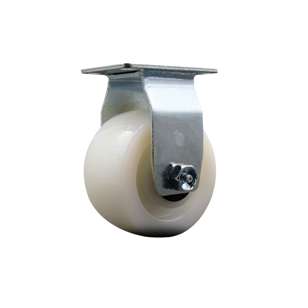 SCC-20R420-NYR Rigid Top Plate Caster White 4 in. by 2 in. Nylon Wheel Roller Bearing