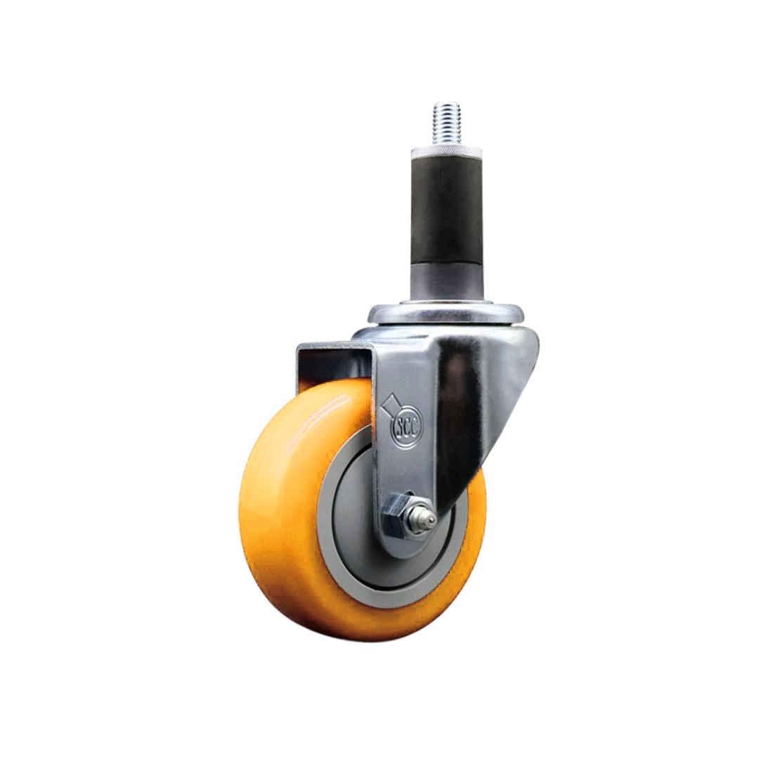 Polyurethane Swivel Stem Caster with 3.5 in. Yellow Caster Wheels, 1.25 in. Expanding Stem - 316 Stainless Steel Caster