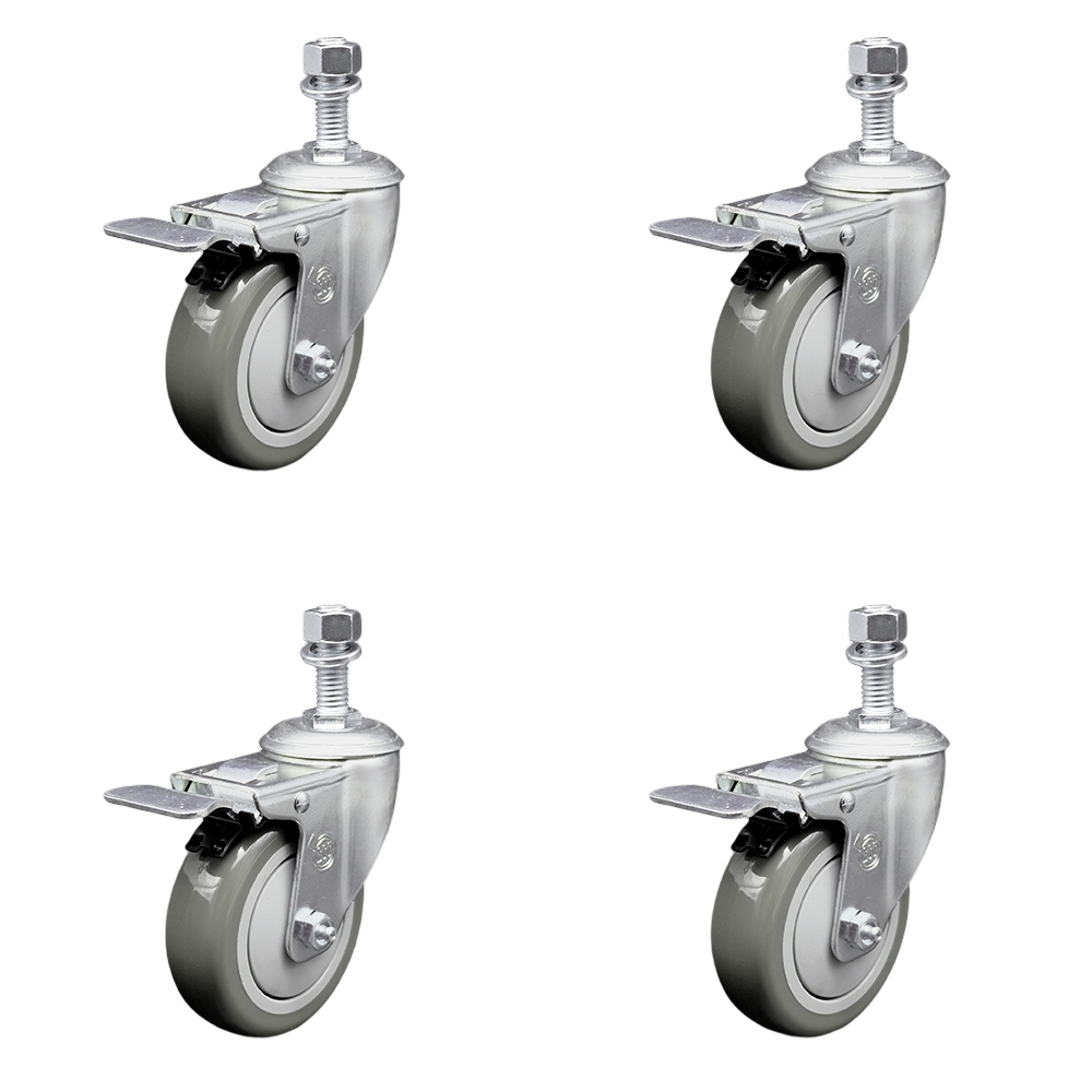 SCC-TSTTL20S414-PPUB-121315-4 Polyurethane Swivel Threaded Stem Caster with 4 x 1.25 in. Gray Wheels & 0.5 in. Stems - Set of 4
