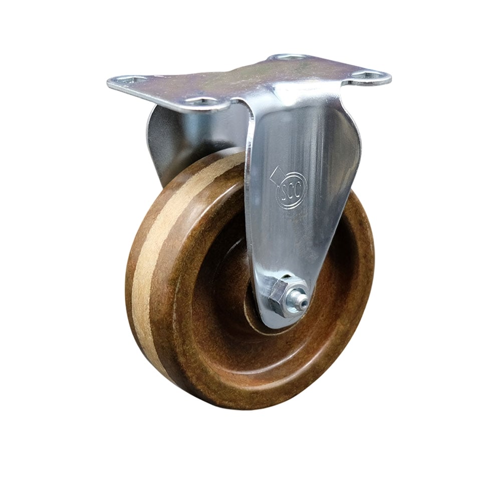 SCC-20R414-PHRHT-TP3 High Temperature Rigid Caster with 4 in. High Temperature Phenolic Wheel with Roller Bearing, 4 x 4.5 in. Overall Top Plate