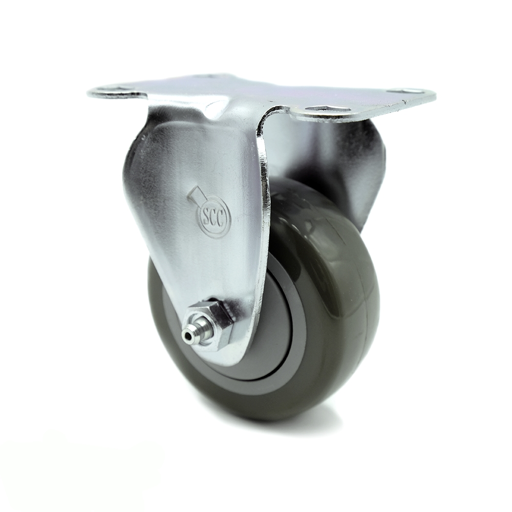 SCC-20R3514-PPUB-TP2 Rigid Caster with 3.5 in. Gray Polyurethane Wheel, 3.13 x 4.13 in. Overall Top Plate