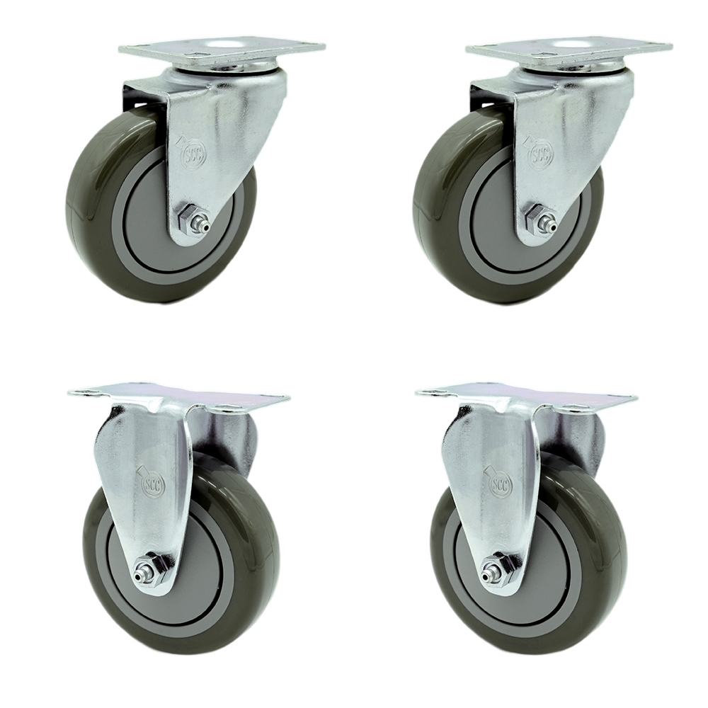 SCC-20S414-PPUB-2-R414-2 Polyurethane Swivel Top Plate Caster with 4 in. Gray Wheels - Set of 4