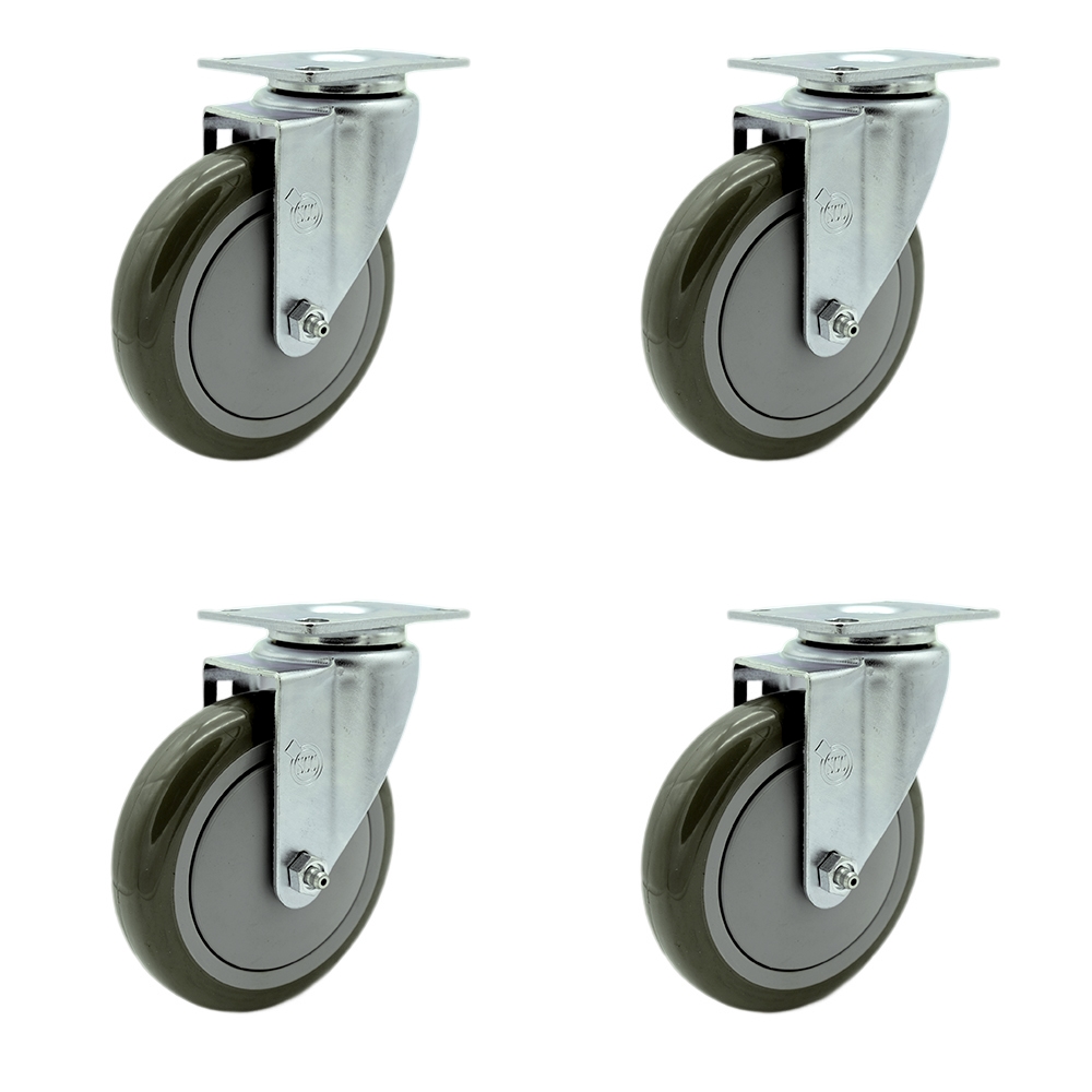 SCC-20S514-PPUB-4 Polyurethane Swivel Top Plate Caster with 5 in. Gray Wheels - Set of 4