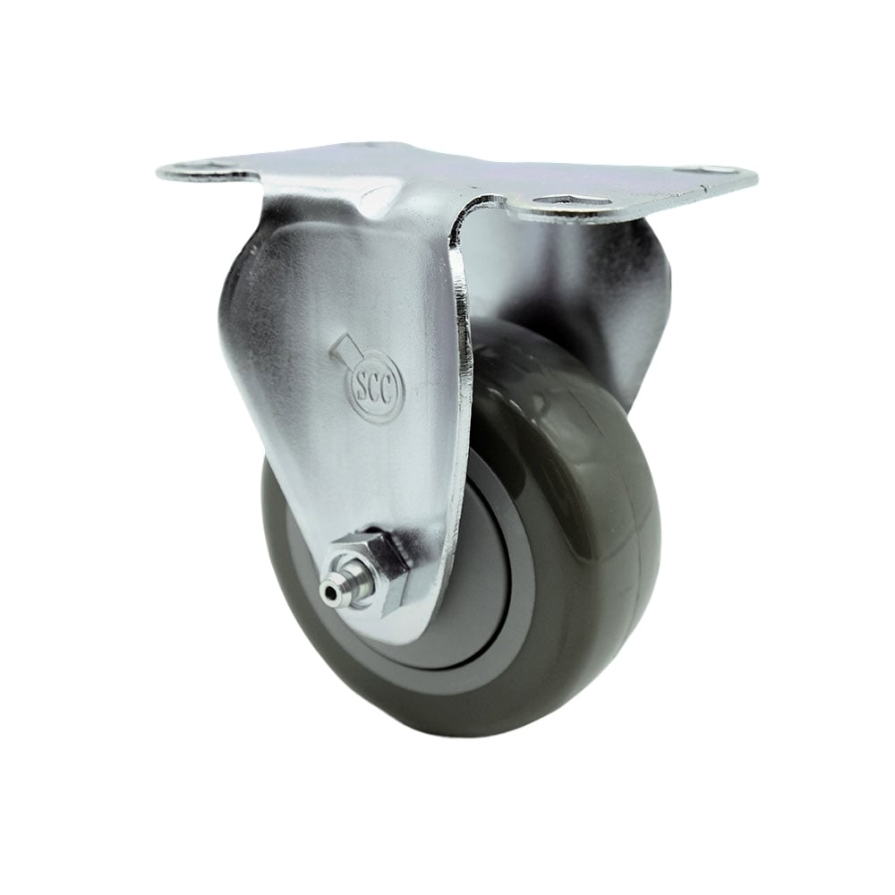 SCC-SS20R314-PPUB Stainless Steel Polyurethane Swivel Top Plate Rigid Caster with 3 x 1.25 in. Gray Wheel