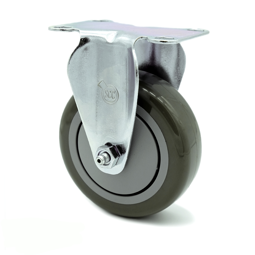 SCC-20R414-PPUB-TP3 Rigid Caster with 4 in. Gray Polyurethane Wheel, 4 x 4.5 in. Overall Top Plate