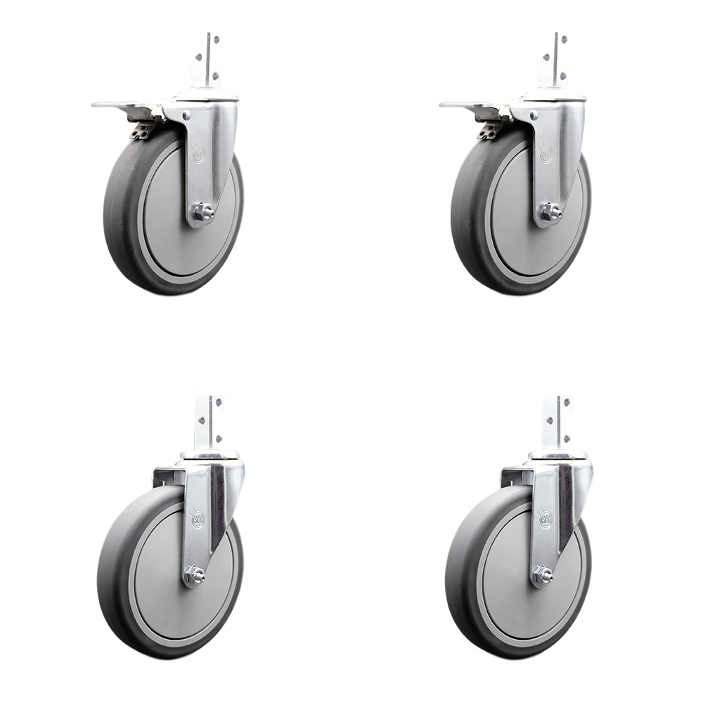 SCC-SQTTL20S614-TPRB-34-2-S-2 Swivel Square Stem Caster with 6 x 1.25 in. Gray Thermoplastic Rubber Wheel, 0.75 x 2 in. Square Stem - Set of 4