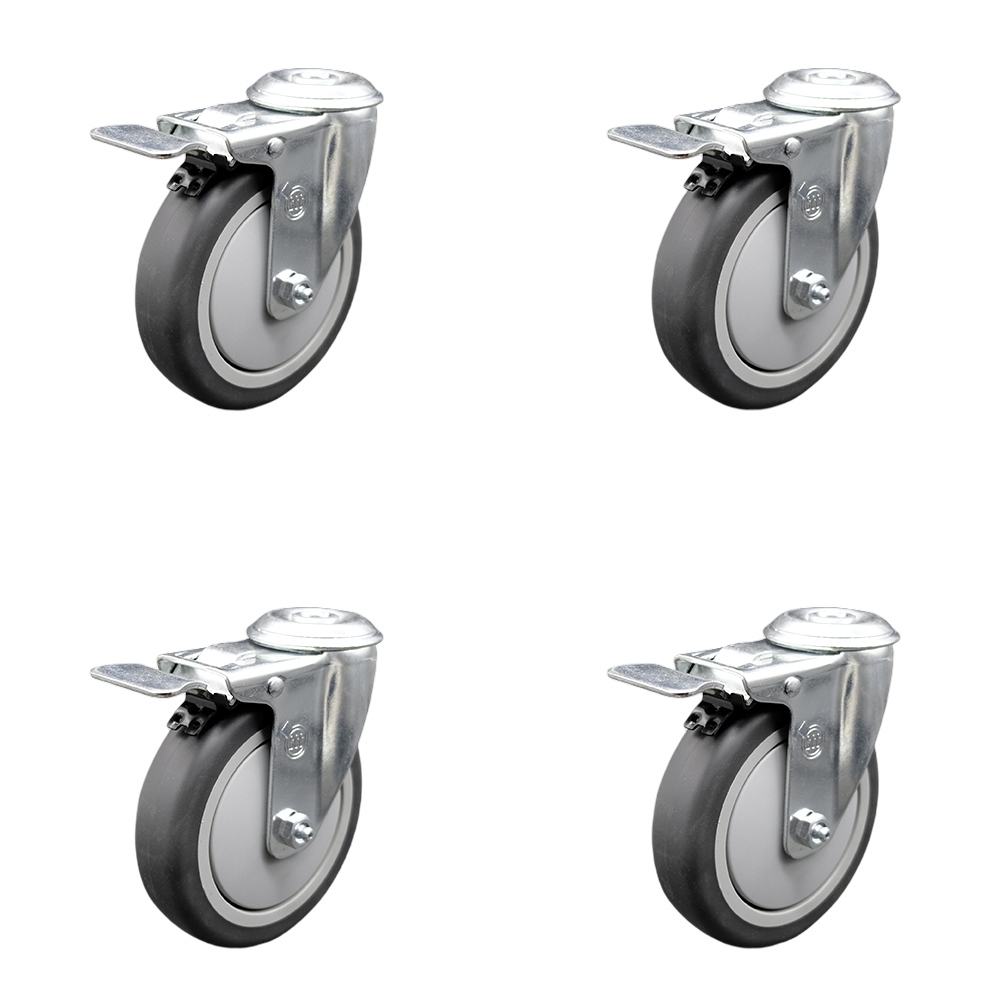 SCC-BHTTL20S514-TPRB-4 Thermoplastic Rubber Swivel Bolt Hole Caster with 5 x 1.25 in. Gray Wheels - Set of 4