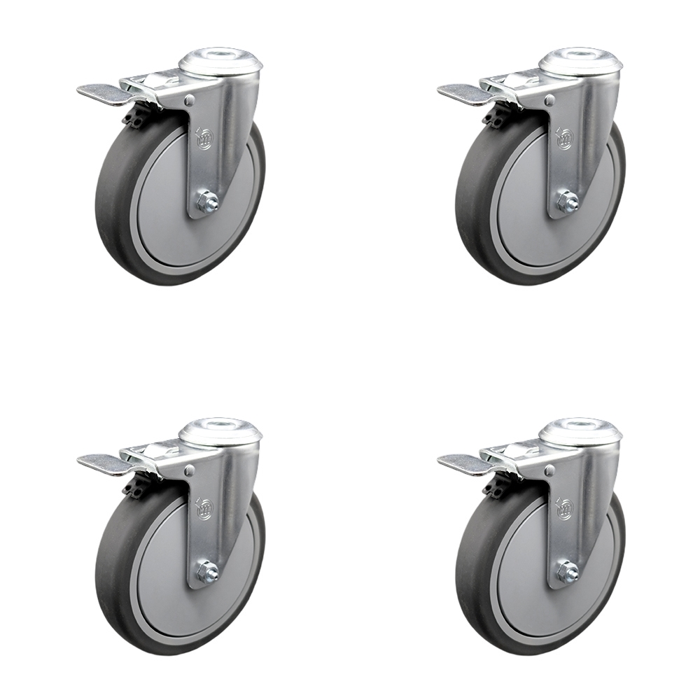SCC-BHTTL20S614-TPRB-4 Thermoplastic Rubber Swivel Bolt Hole Caster with 6 x 1.25 in. Gray Wheels - Set of 4