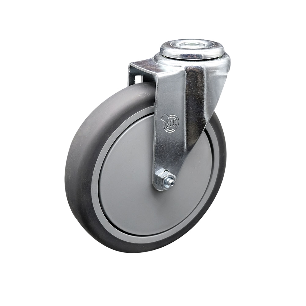 SCC-BH20S614-TPRB Thermoplastic Rubber Swivel Bolt Hole Caster, 6 x 1.25 in. Gray Wheel