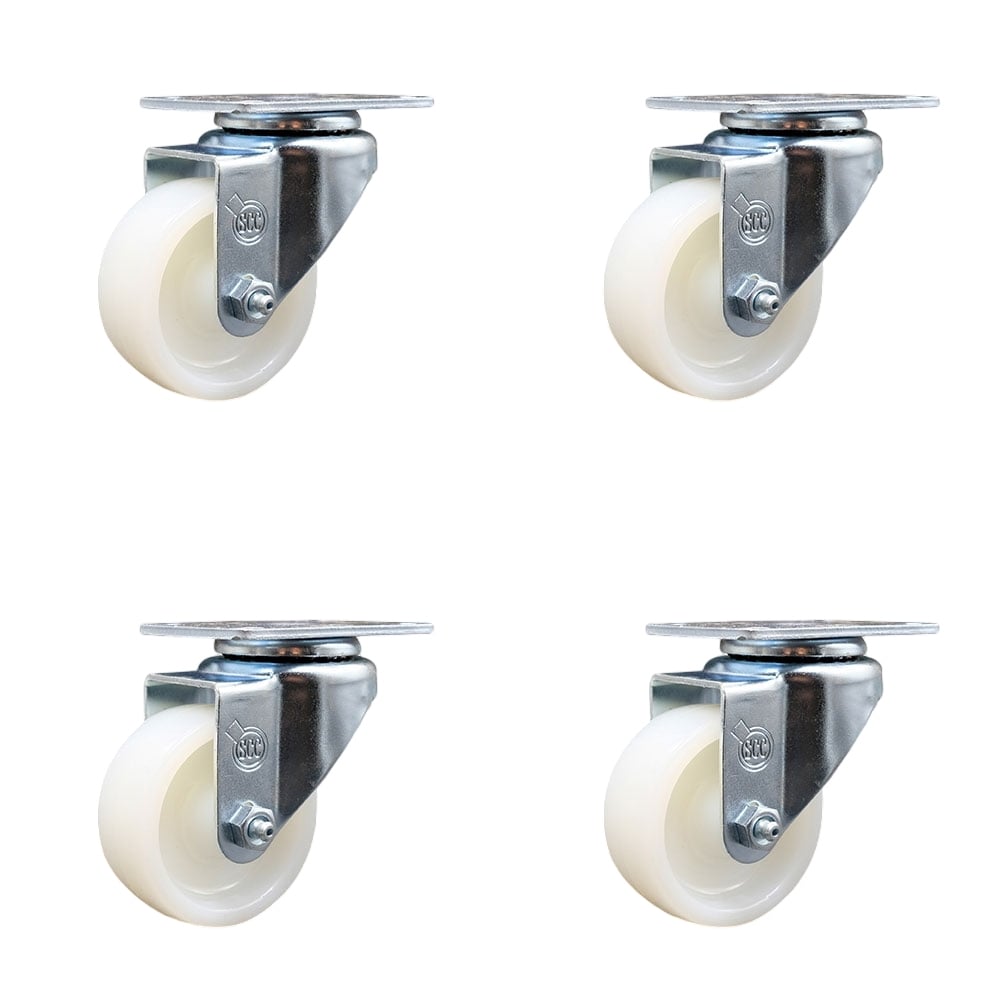 SCC-20S314-NYS-TP2-4 Swivel Caster with 3 in. Nylon Wheel 3.13 x 4.13 in. Overall Top Plate - Set of 4