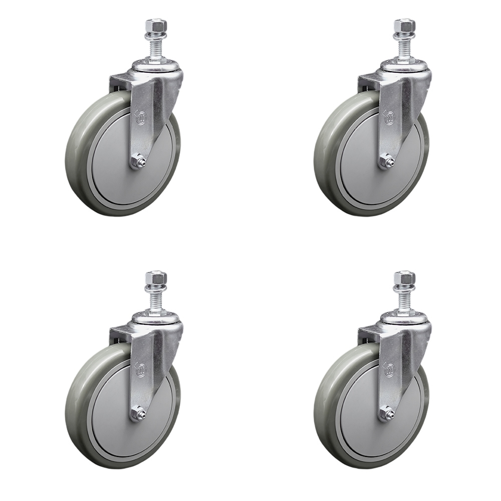 SCC-TS20S614-PPUB-121315-4 Polyurethane Swivel Threaded Stem Caster with 6 x 1.25 in. Gray Wheels & 0.5 in. Stems - Set of 4