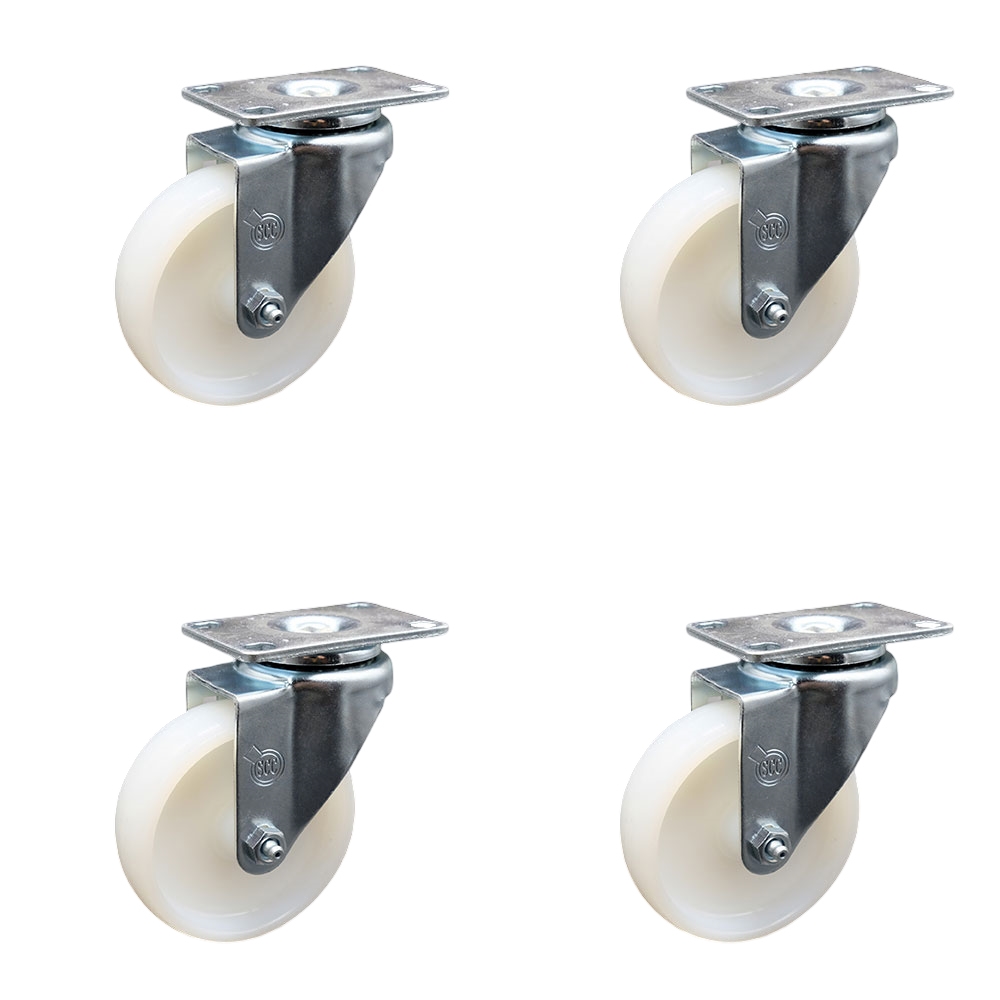 Swivel Caster - Nylon - 4 in. Wheel - Set of 4 - 1200 lbs Capacity