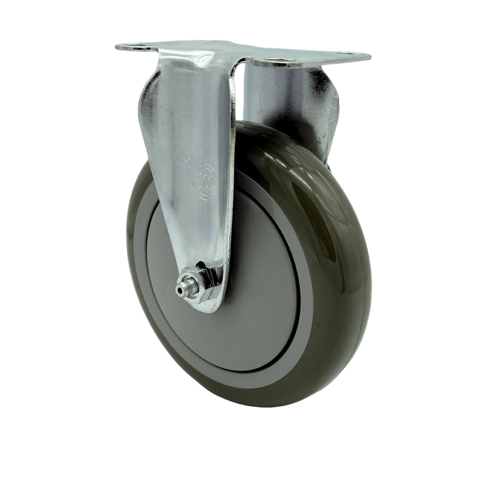 SCC-SS20R514-PPUB Stainless Steel Polyurethane Swivel Top Plate Rigid Caster with 5 x 1.25 in. Gray Wheel
