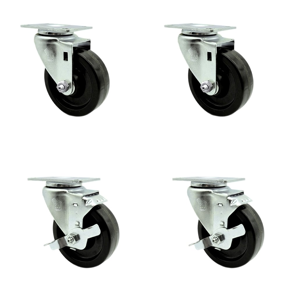 Swivel Caster Set - 4 in. Phenolic Wheels - 1200 lbs Capacity