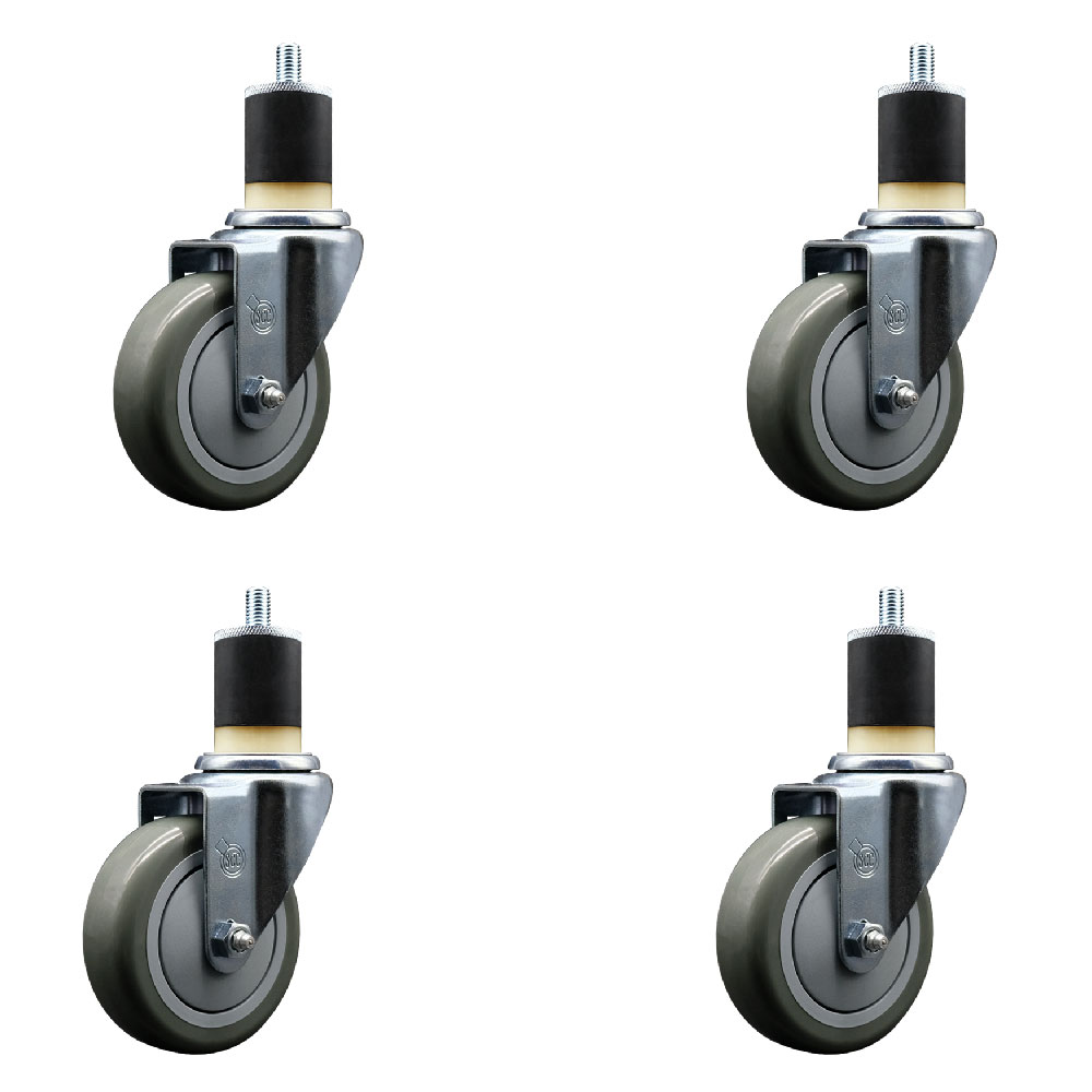 SCC-EX20S414-PPUB-178-4 Polyurethane Swivel Expanding Stem Caster with 4 in. Gray Wheels & 1.87 in. Stems - Set of 4