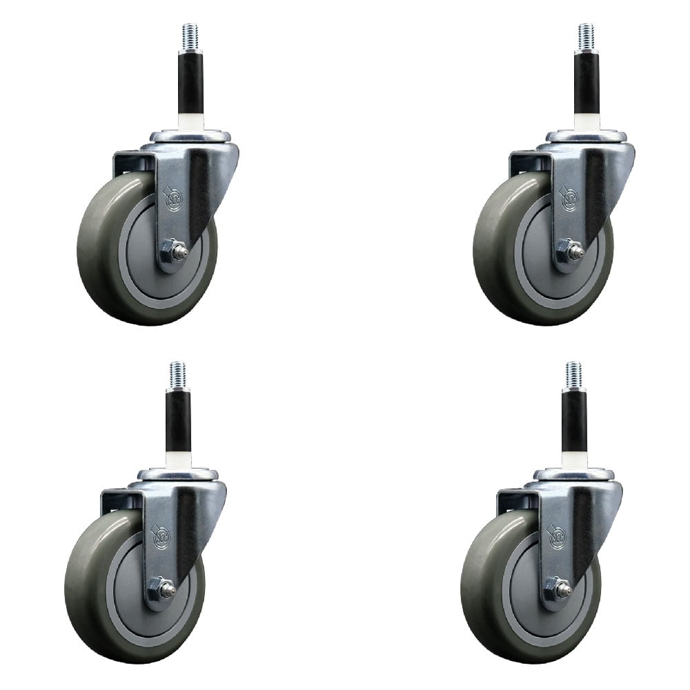 SCC-EX20S414-PPUB-78-4 Polyurethane Swivel Expanding Stem Caster with 4 in. Gray Wheels & 0.87 in. Stems - Set of 4