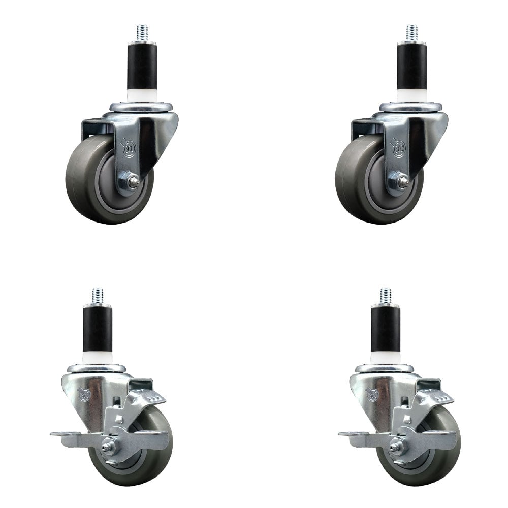 SCC-EX20S314-PPUB-2-TLB-2-138 Polyurethane Swivel Expanding Stem Caster with 3 in. Gray Wheels & 1.38 in. Stems - Set of 4