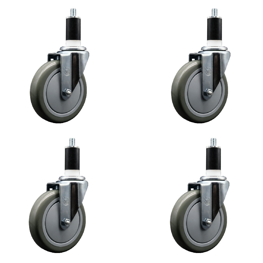 SCC-EX20S514-PPUB-138-4 Polyurethane Swivel Expanding Stem Caster with 5 in. Gray Wheels & 1.38 in. Stems - Set of 4