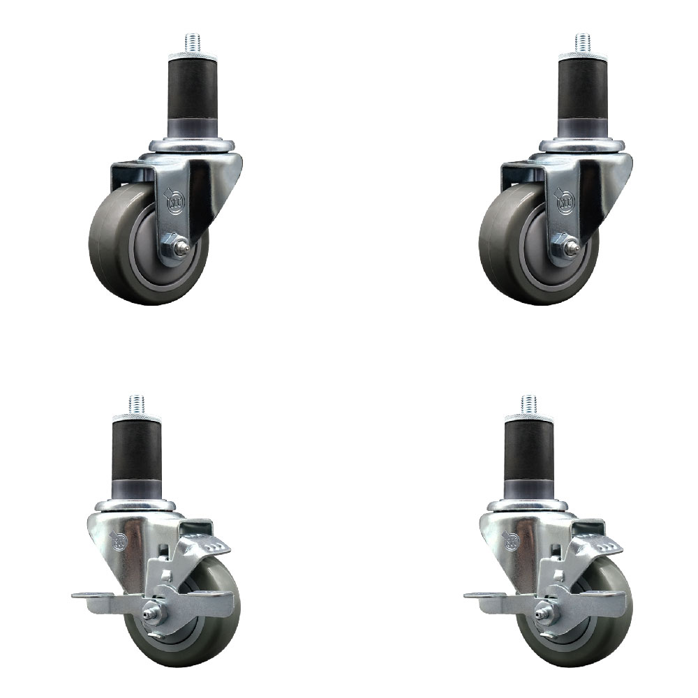 SCC-EX20S314-PPUB-2-TLB-2-158 Polyurethane Swivel Expanding Stem Caster with 3 in. Gray Wheels & 1.63 in. Stems - Set of 4