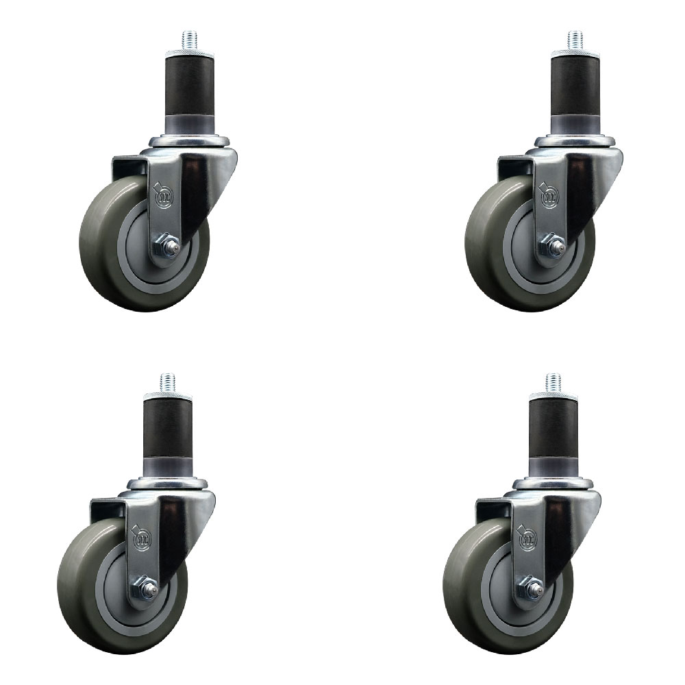 SCC-EX20S3514-PPUB-158-4 Polyurethane Swivel Expanding Stem Caster with 3.5 in. Gray Wheels & 1.63 in. Stems - Set of 4