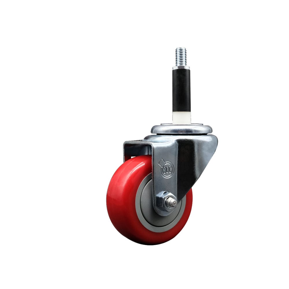 SCC-EX20S314-PPUB-RED-78 Polyurethane Expanding Stem Swivel Caster with 3 in. Red Wheel & 0.87 in. Stem
