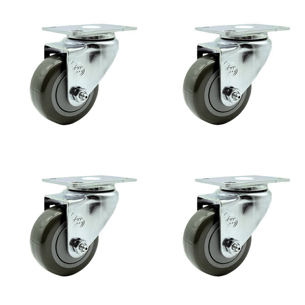 SCC-20S3514-PPUB-4 Polyurethane Swivel Top Plate Caster with 3.5 in. Gray Wheels - Set of 4