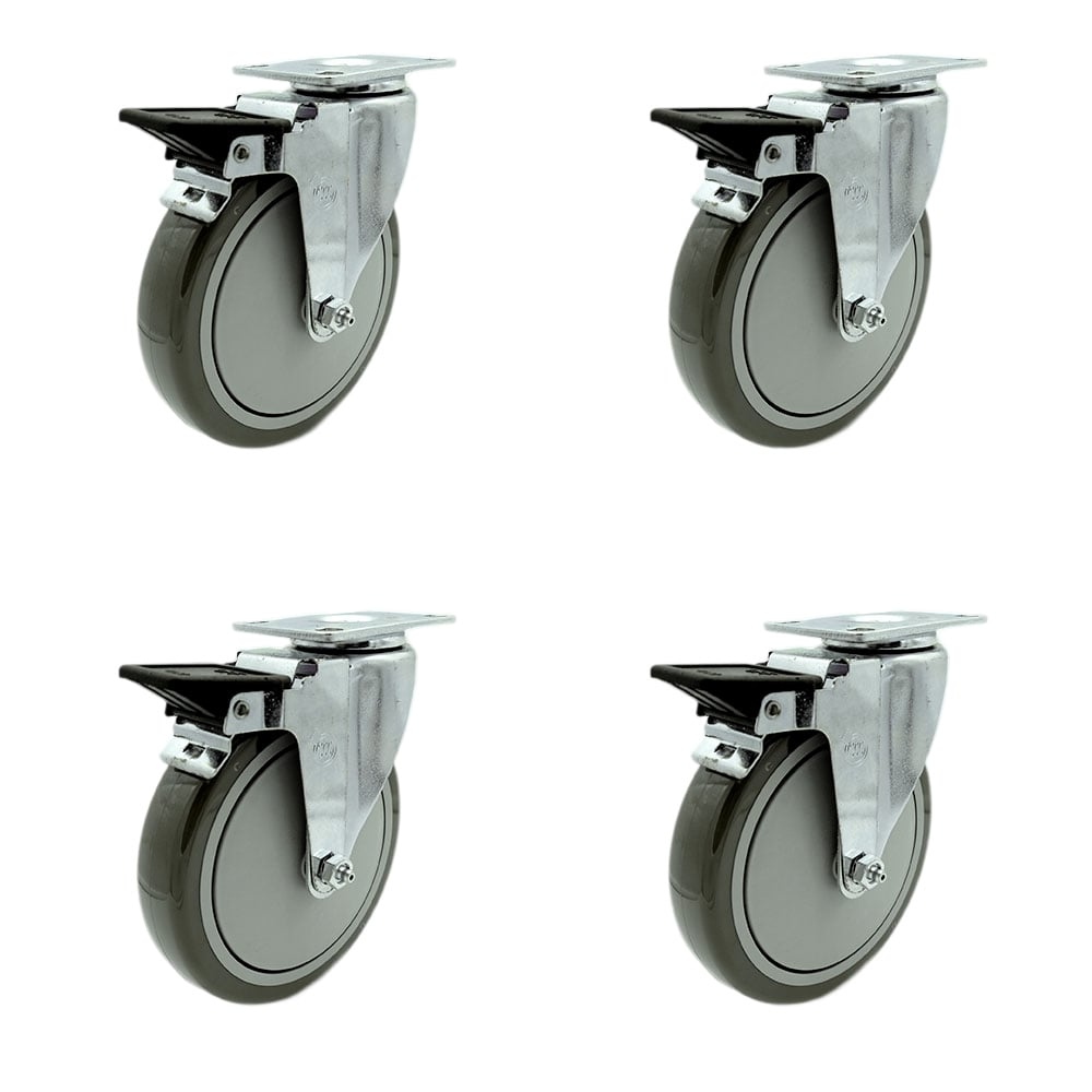 SCC-20S614-PPUB-PLB-4 Polyurethane Swivel Top Plate Caster with 6 in. Gray Wheels - Set of 4