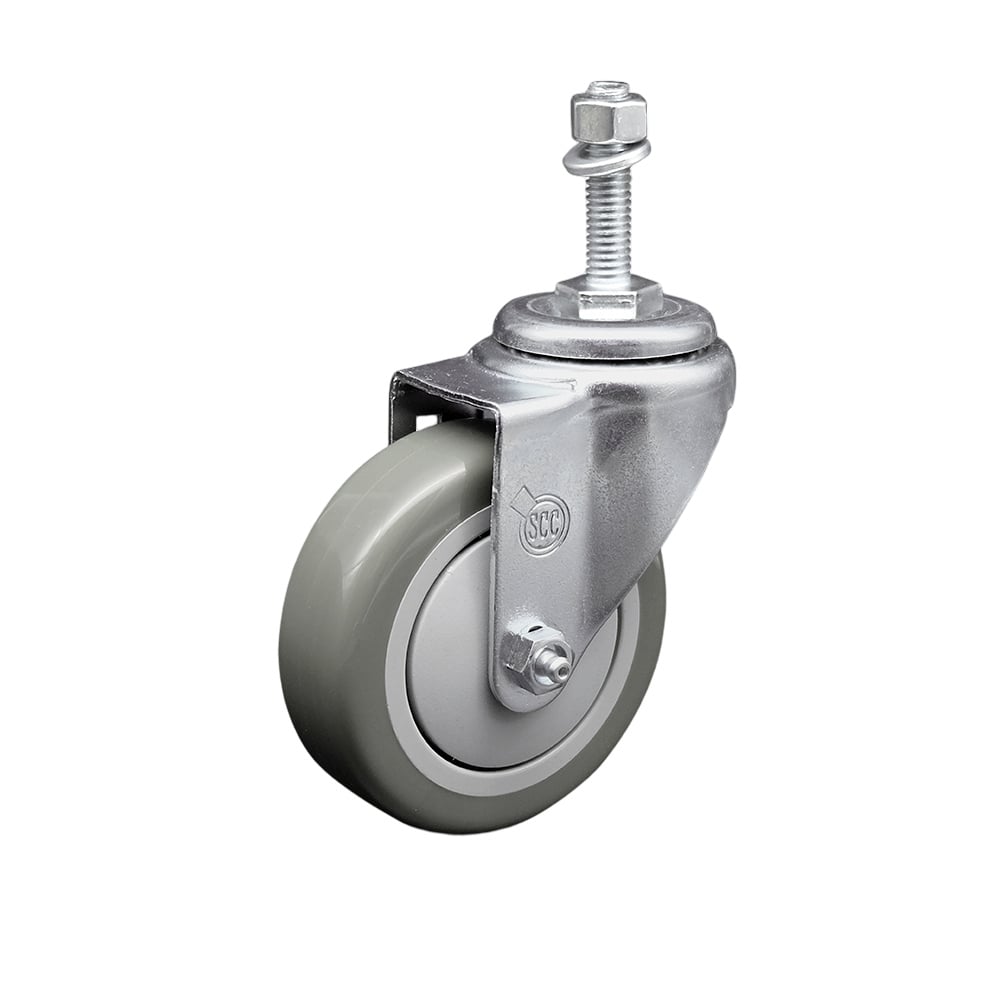 SCC-TS20S414-PPUB-M1015 Polyurethane Swivel Threaded Stem Caster with 4 x 1.25 in. Gray Wheel & 10 mm Stem