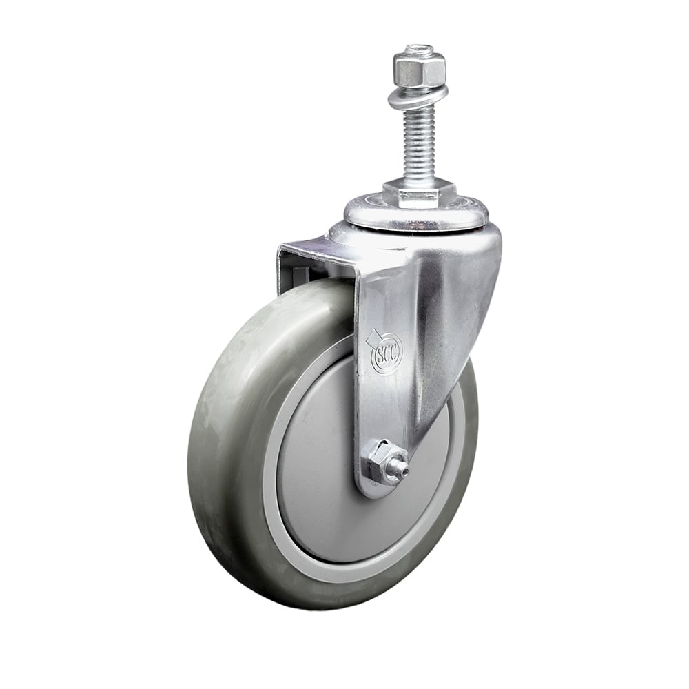 SCC-TS20S514-PPUB-M1015 Polyurethane Swivel Threaded Stem Caster with 5 x 1.25 in. Gray Wheel & 10 mm Stem