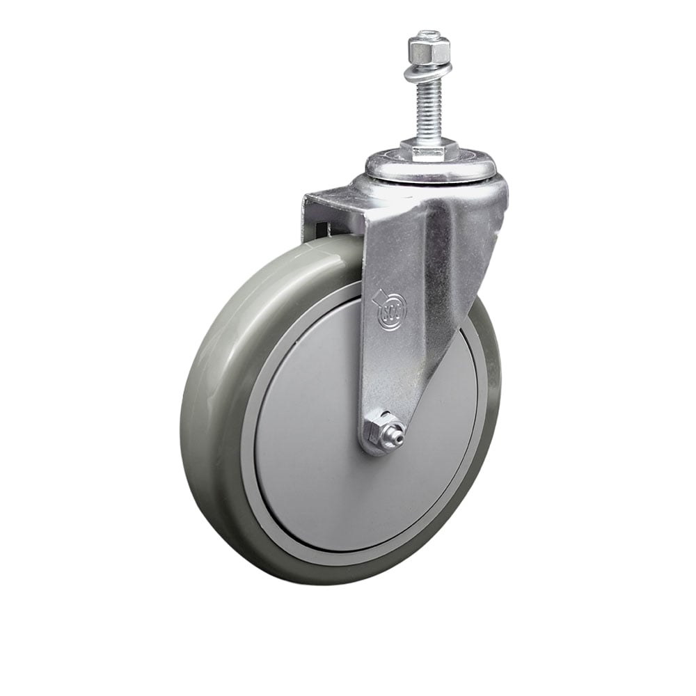 SCC-TS20S614-PPUB-M1015 Polyurethane Swivel Threaded Stem Caster with 6 x 1.25 in. Gray Wheel & 10 mm Stem