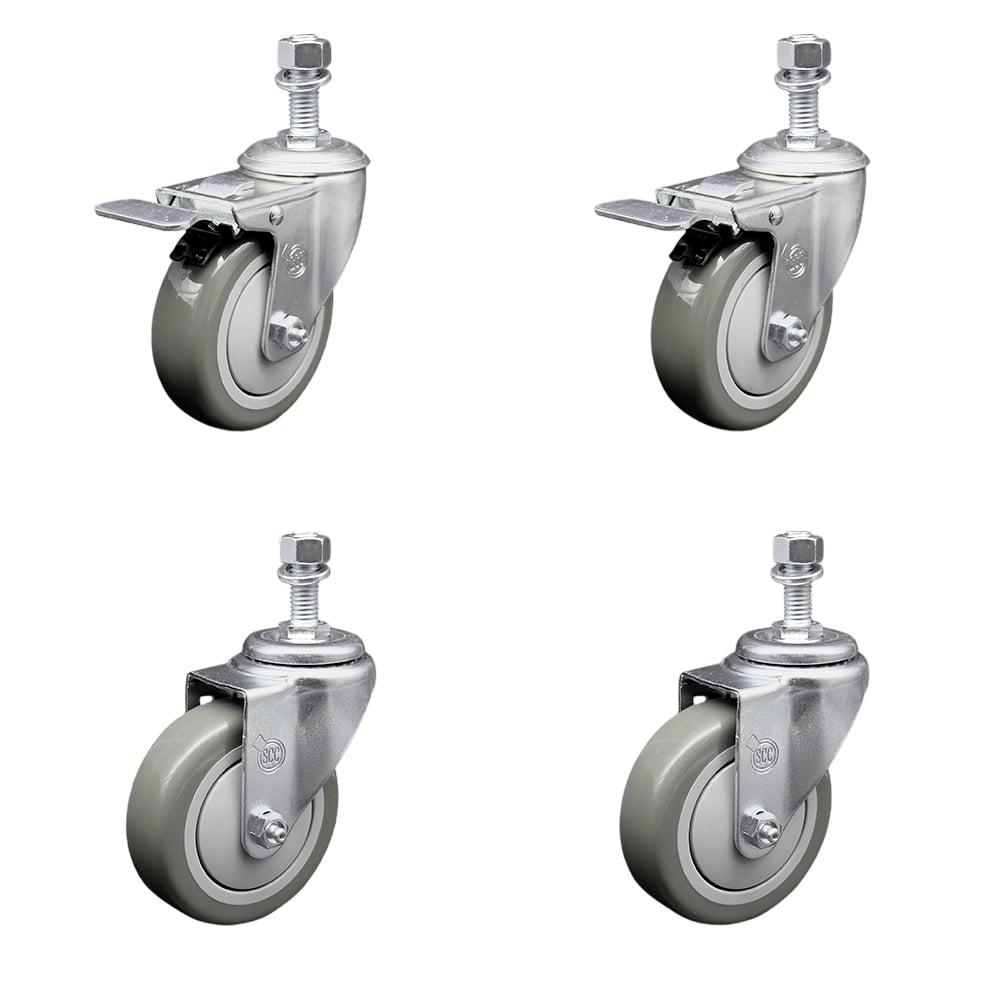 SCC-TSTTL20S414-PPUB-121315-2-S-2 Polyurethane Swivel Threaded Stem Caster with 4 x 1.25 in. Gray Wheels & 0.5 in. Stems - Set of 4