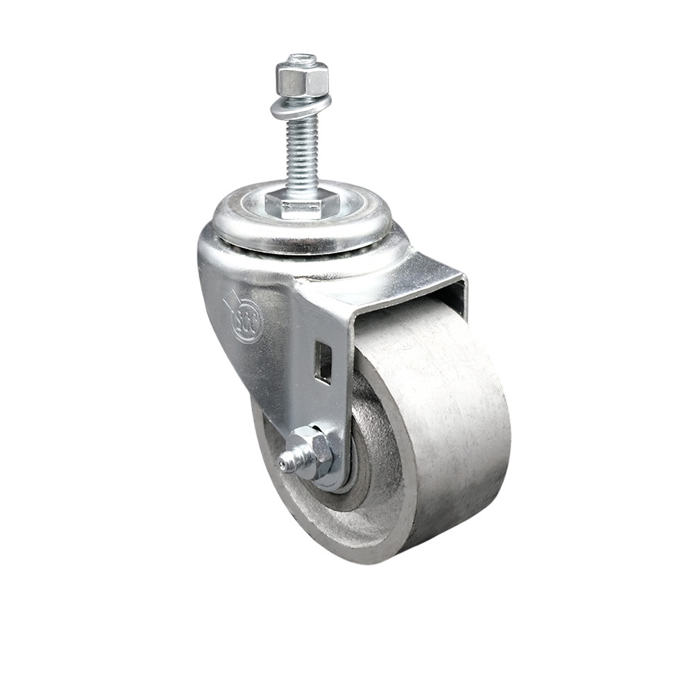 SCC-TS20S314-SSS-M1015 Semi Steel Cast Iron Swivel Threaded Stem Caster with 3 x 1.25 in. Silver Wheel & 10 mm Stem