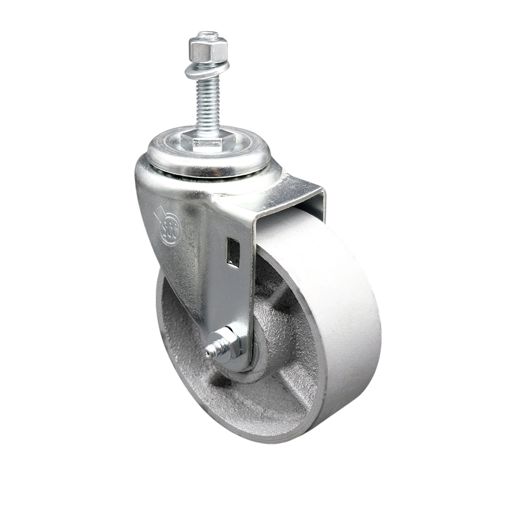 SCC-TS20S414-SSS-381615 Semi Steel Cast Iron Swivel Threaded Stem Caster with 4 x 1.25 in. Silver Wheel & 0.38 in. Stem
