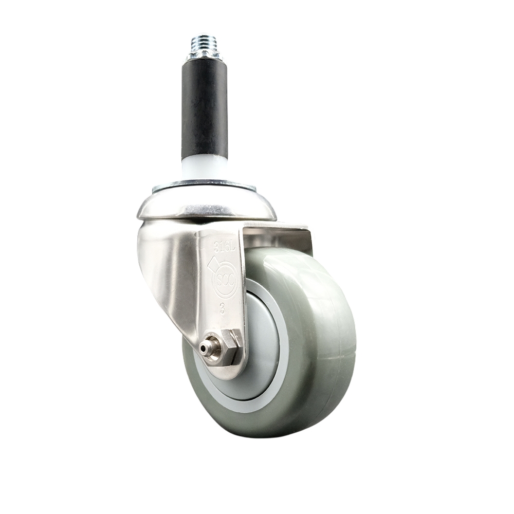 SCC-SS316EX20S3514-PPUB-34 Polyurethane Swivel Stem Caster with 3.5 in. Gray Caster Wheels, 0.75 in. Expanding Stem - 316 Stainless Steel Caster