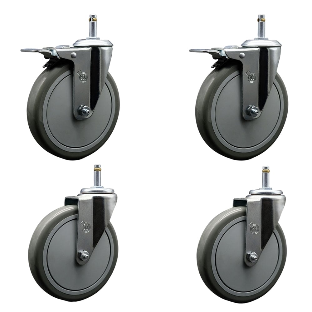 SCC-GRTTL20S614-PPUB-716138-2-S-2 Polyurethane Swivel Grip Ring Stem Caster with 6 x 1.25 in. Gray Wheels & 0.43 in. Stems - Set of 4
