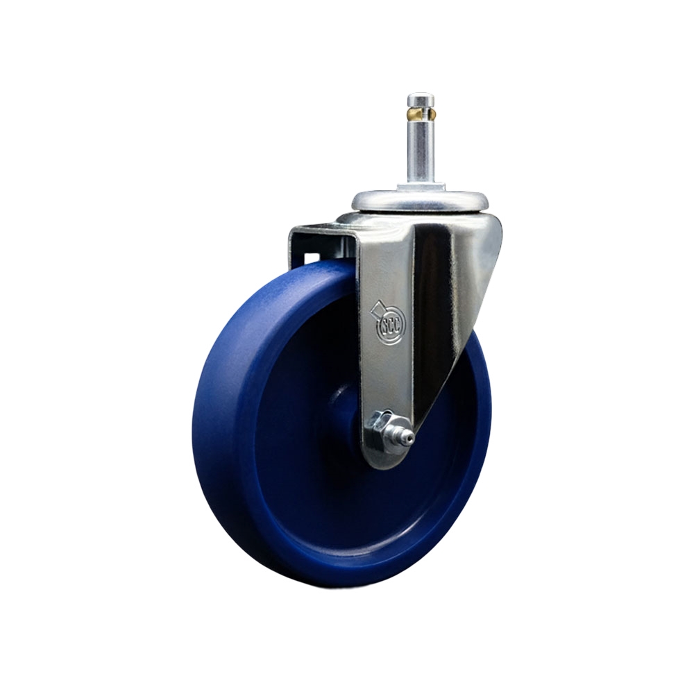 SCC-GR20S514-SPUS-716138 Solid Polyurethane Swivel Grip Ring Stem Caster with 5 x 1.25 in. Blue Wheel & 0.43 in. Stem
