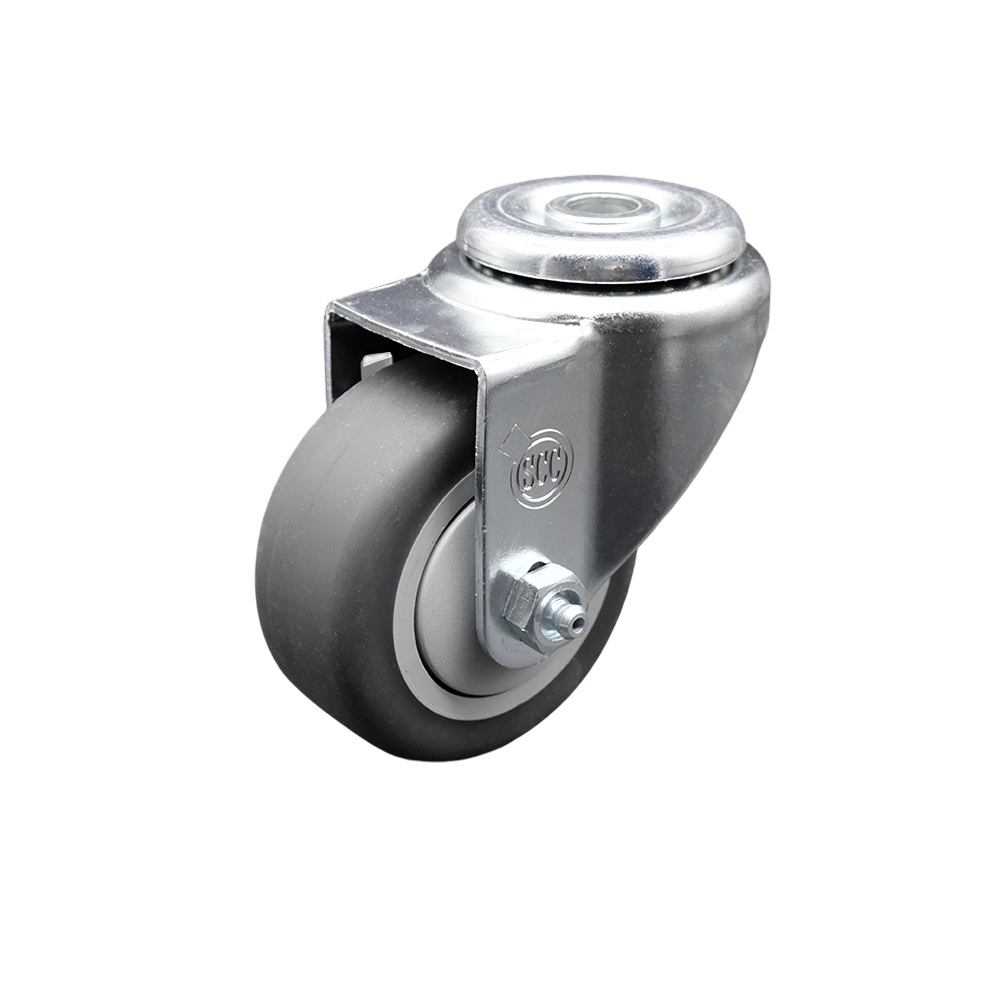 SCC-BH20S3514-TPRB Thermoplastic Rubber Swivel Bolt Hole Caster, 3.5 x 1.25 in. Gray Wheel