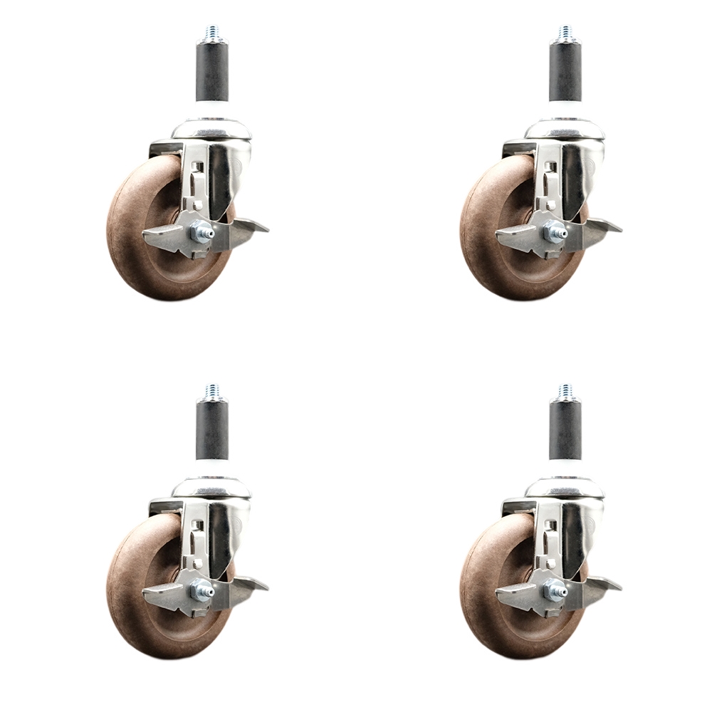 High Temperature Glass Filled Nylon Swivel Stem Caster with 4 in. Caster Wheel - 316 Stainless Steel Casters - Set of 4
