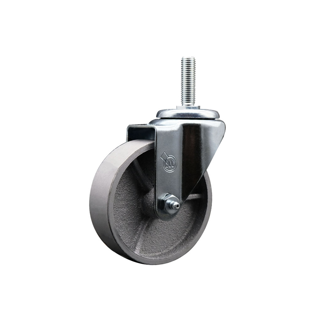 SCC-TS20S414-SSS-58212 Semi Steel Cast Iron Swivel Threaded Stem Caster with 4 x 1.25 in. Silver Wheel & 0.63 in. Stem