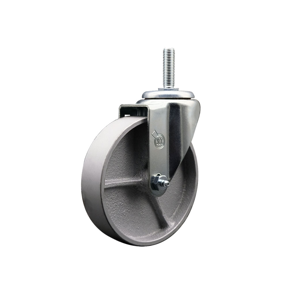 SCC-TS20S514-SSS-58212 Semi Steel Cast Iron Swivel Threaded Stem Caster with 5 x 1.25 in. Silver Wheel & 0.63 in. Stem