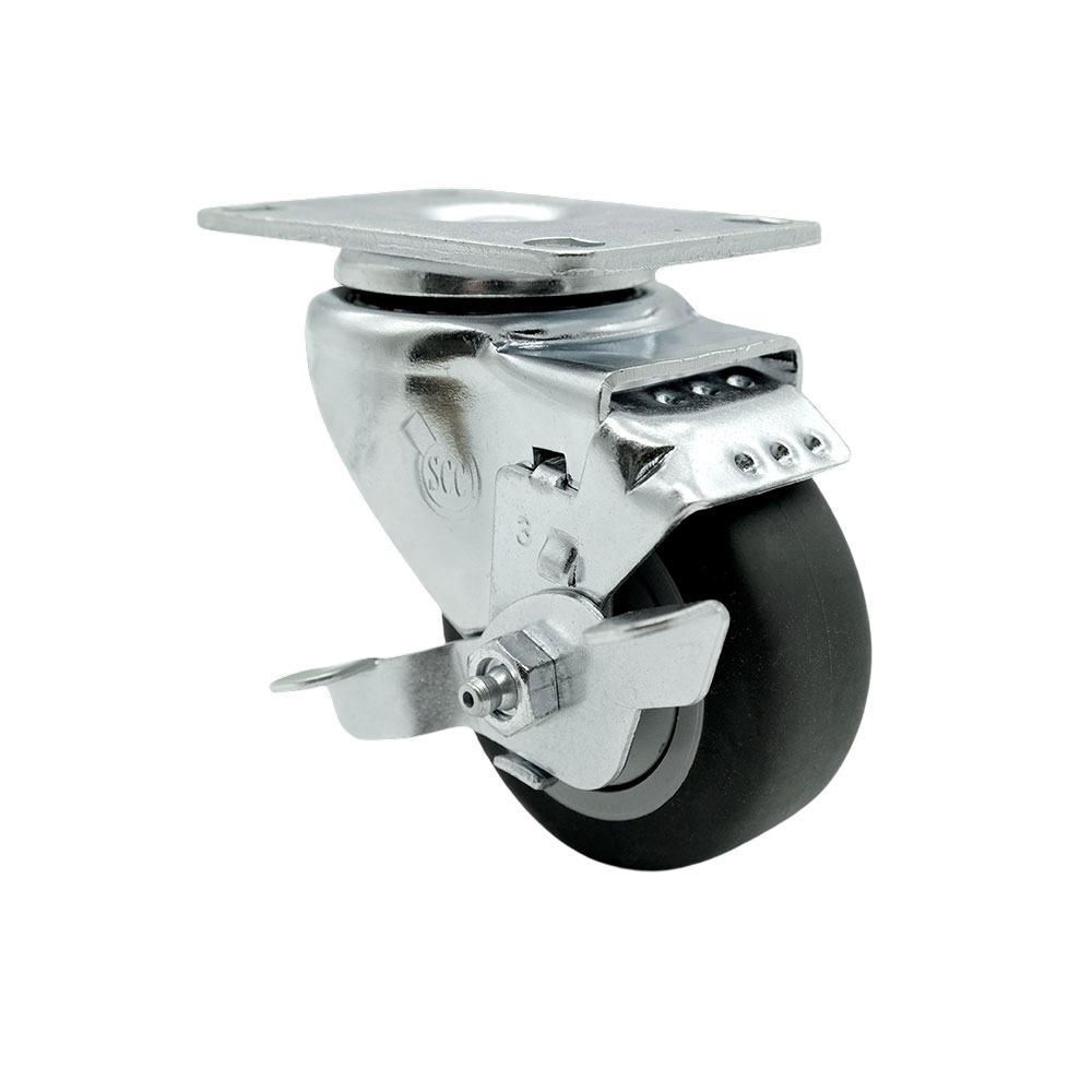 Swivel Caster - Black - 3 in. Wheel - Top Lock Brake - 210 lbs Capacity