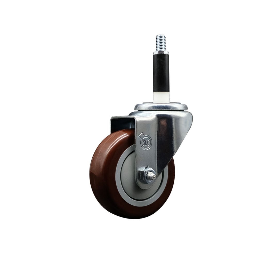 SCC-EX20S3514-PPUB-MRN-78 Polyurethane Expanding Stem Swivel Caster with 3.5 in. Maroon Wheel & 0.87 in. Stem