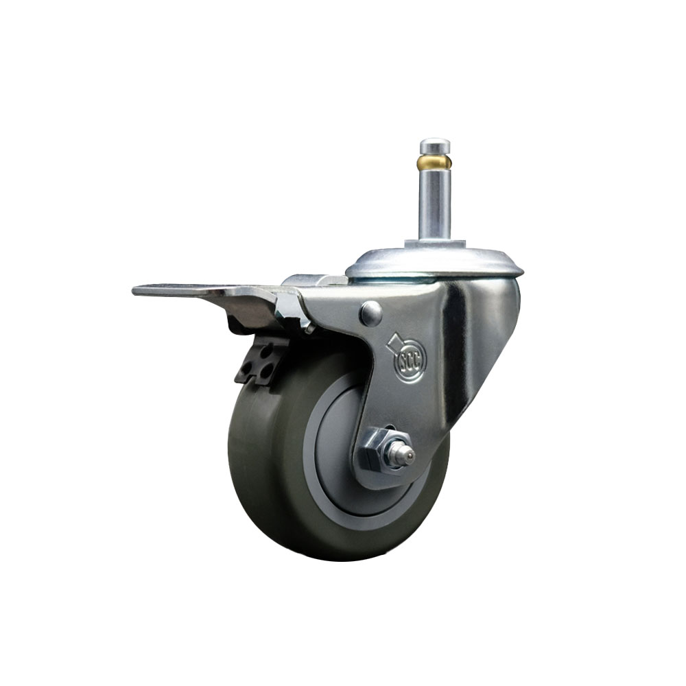 SCC-GRTTL20S314-PPUB-716138 Polyurethane Swivel Grip Ring Stem Caster with 3 x 1.25 in. Gray Wheel & 0.43 in. Stem & Total Locking Brake