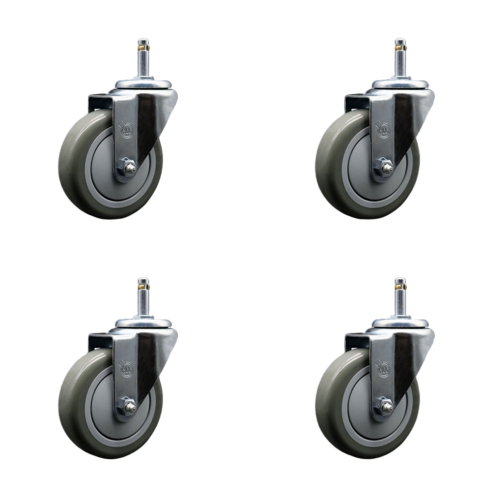 SCC-GR20S414-PPUB-716138-4 Polyurethane Swivel Grip Ring Stem Caster with 4 x 1.25 in. Gray Wheels & 0.43 in. Stems - Set of 4